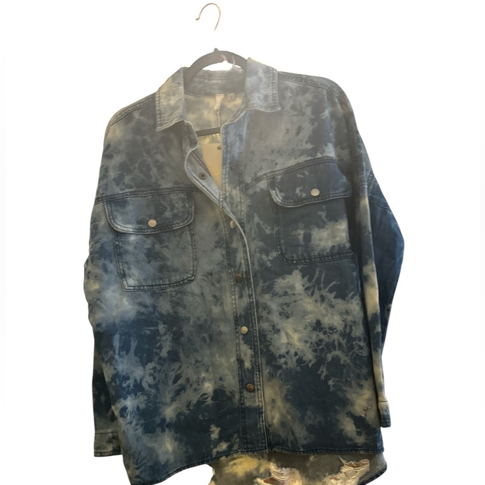 Elan Blue and White Tie-Dye Jean Jacket